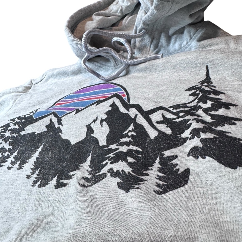 Gray Hoodie with Mountain Graphic